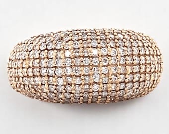 Pave Dome Diamond Ring, 14k Solid Gold, Natural Diamonds, Wide Band Statement Ring, Cocktail Jewelry, Bold Chunky Ring, Gift for Her