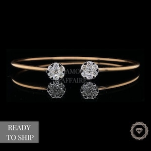 Diamond Flower Bracelet In 18kt Solid Gold, Illusion Setting With Natural Diamonds, Gift for Women