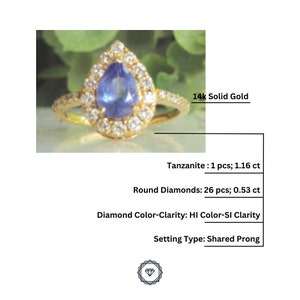 Natural Tanzanite Diamond Ring In 14K Solid Gold, Gemstone Ring With Natural Diamonds, Gift for Women image 5