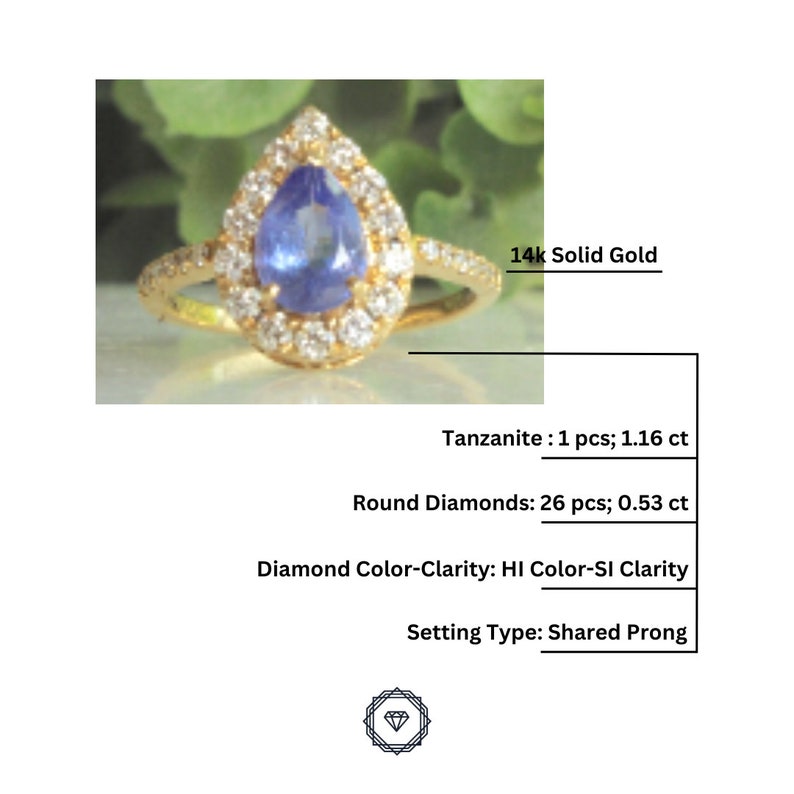 Natural Tanzanite Diamond Ring In 14K Solid Gold, Gemstone Ring With Natural Diamonds, Gift for Women image 5
