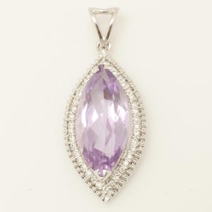 Wisiorek z diamentem Marquise Amethyst, 14-karatowe złoto, naturalny diament, naszyjnik warstwowy Halo, wisiorek z kamieniem szlachetnym, prezent dla niej