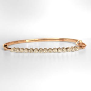 Half Eternity Natural Diamond Bracelet: 14k Solid Gold Stackable Statement Bracelet, Certified Jewelry