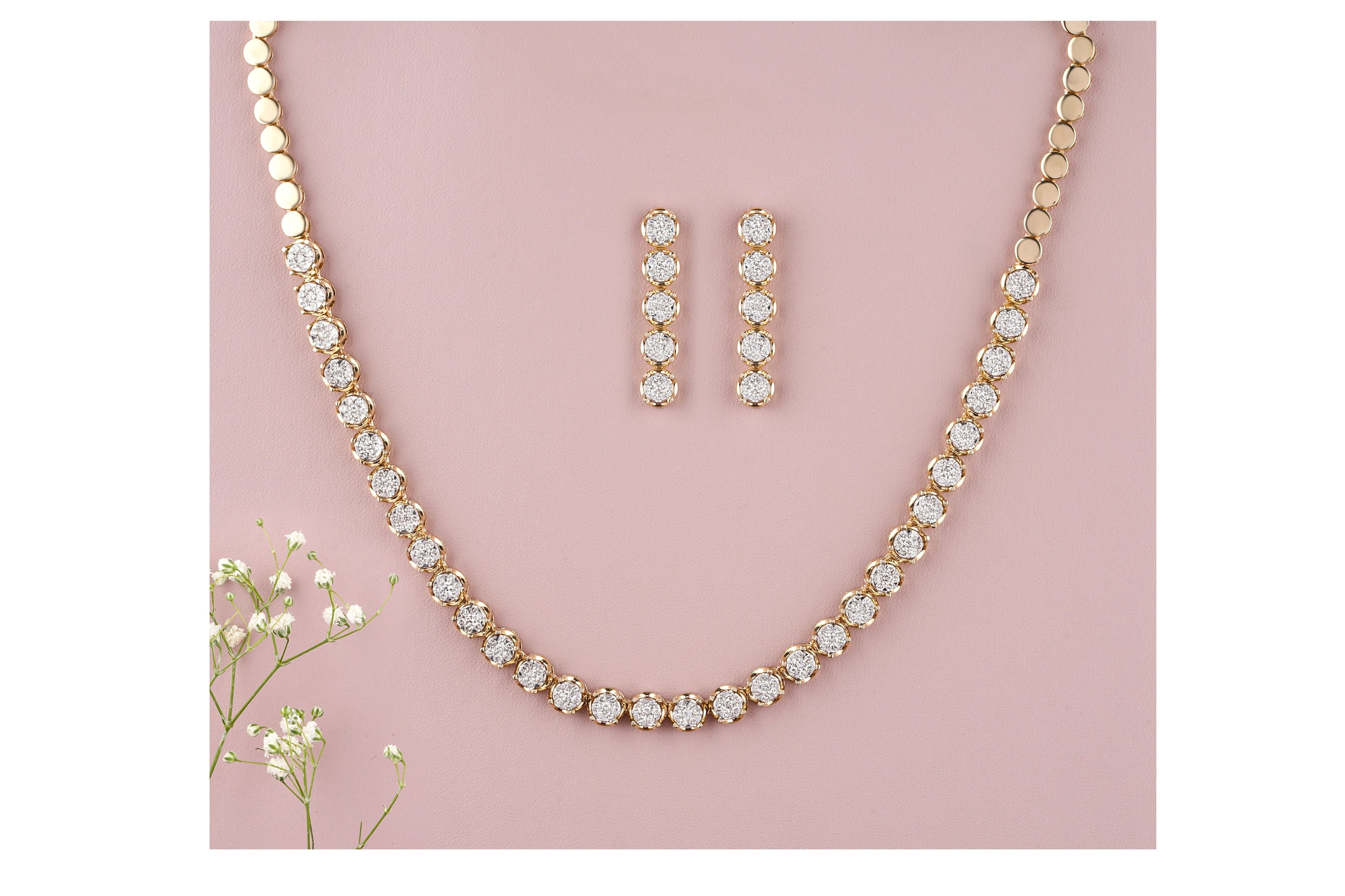 Elegant White Stones Embellished American Diamond Necklace Set – Steorra  Jewels