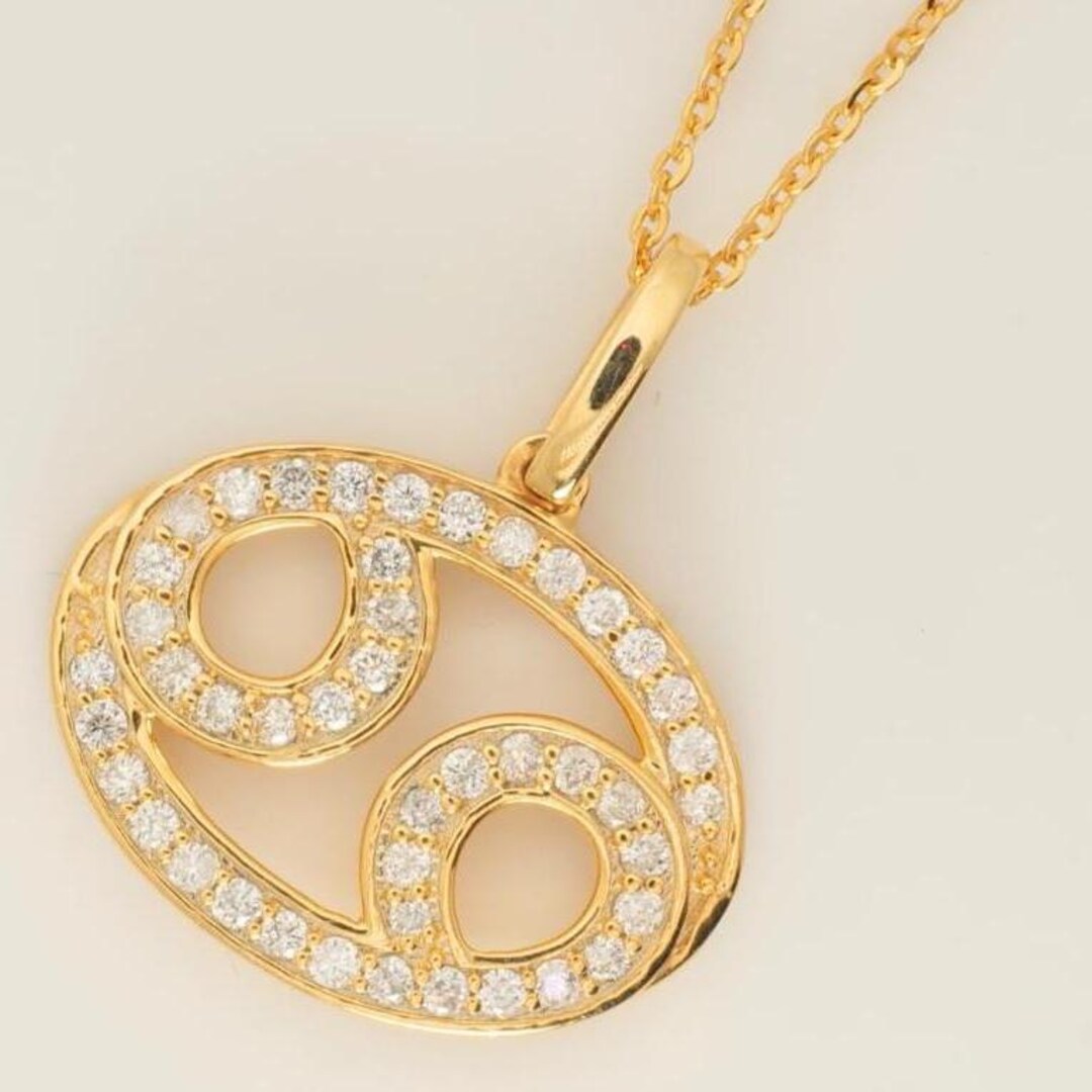Cancer Horoscope Diamond Necklace, 14k Solid Gold, Natural Diamond ...