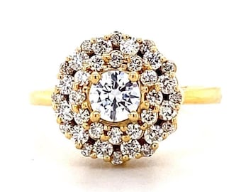 Floral Solitaire Engagement Ring, 14k Solid Gold, Natural Diamonds, Wedding Ring, Bridal Jewelry, Gift For Her
