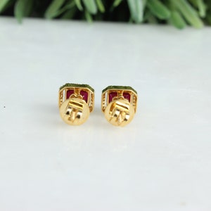 Ruby Diamonds Stud, Birthstone Gemstone Earrings, 14k Solid Gold, Natural Diamonds, Gift For Her image 3