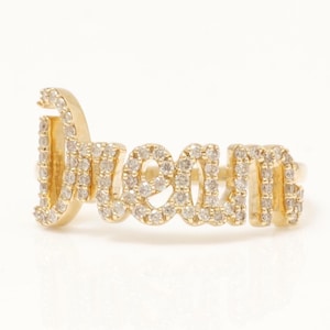 Traum Diamant Ring, 14k Massivgold, Naturdiamanten, personalisierte Statement Ring, Inspirational Schmuck, Versandfertig, IGI zertifiziert