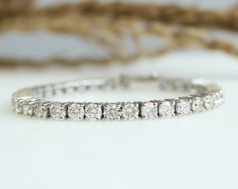 6.5 ct Round Diamonds Tennis Bracelet, Natural Diamonds, 14KSolid Gold, Natural Diamonds, Gifts For her