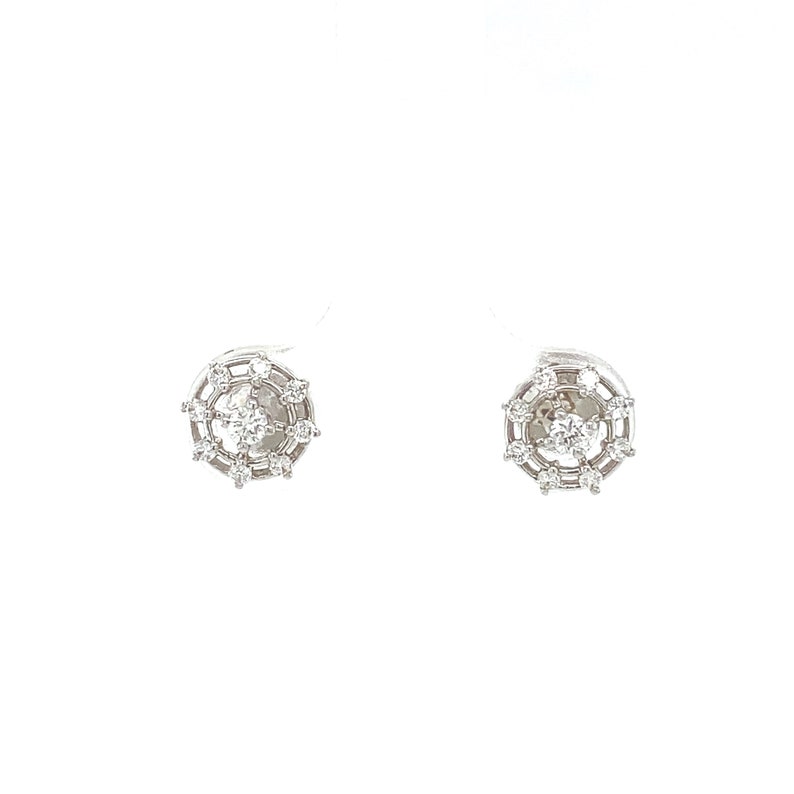 Wheel Diamond Stud Earrings, 14k Solid Gold, Natural Diamonds, Gift for Daughter, Kids Jewelry, Earrings for Junior Girls Active image 4