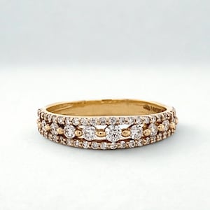 Solitaire Diamond Ring In 14k Solid Gold, Eternity Band With Natural Diamonds, Ready To Ship, Women&#39;s Day Gift