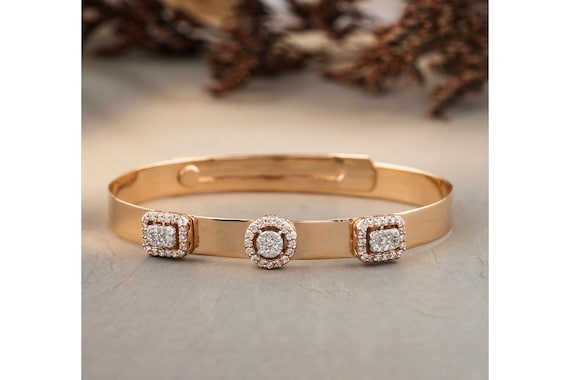 Solid Gold Halo Diamond Bracelet in 14k Adjustable Cuff Bracelet Illusion Setting Natural Diamonds Stackable Bracelet Gift for Her Etsy Canada