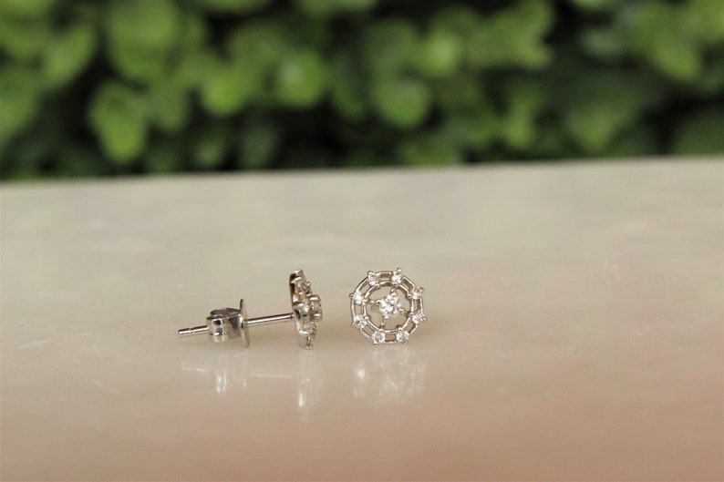 Kids Wheel Diamond Stud Earrings, 14k Solid Gold, Natural Diamonds, Kids Jewelry