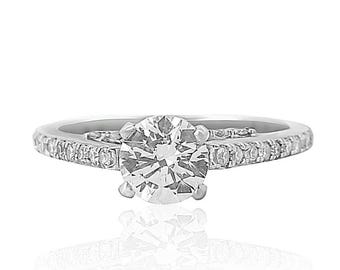 Round Solitaire Diamond Ring, 14K Solid Gold Engagement Ring, Natural Diamonds, Gift For Her