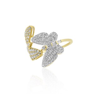 Butterfly Diamond Ring In 14K Solid Gold, Dual Color Ring With Natural Diamonds, Gift for Women image 4