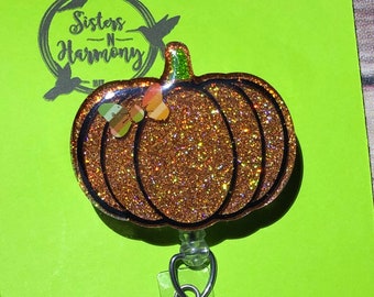 Fall Pumpkin Badge Reel Charm