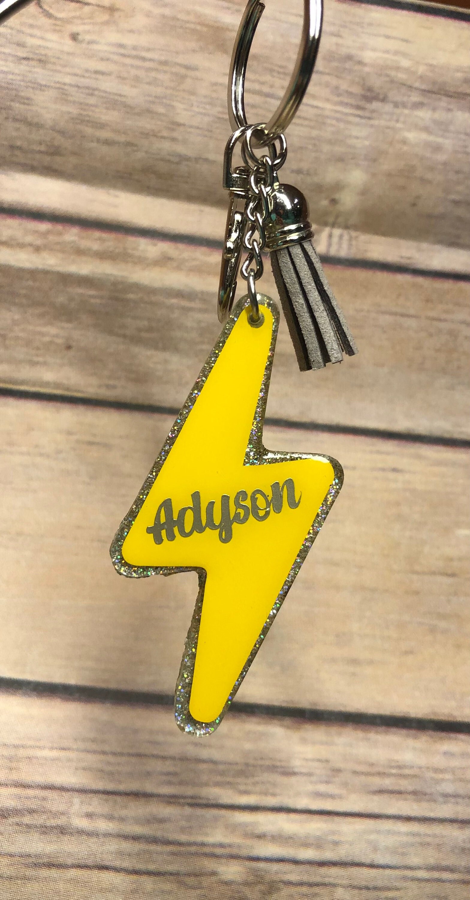 Customized Lightning Bolt Keychain Etsy