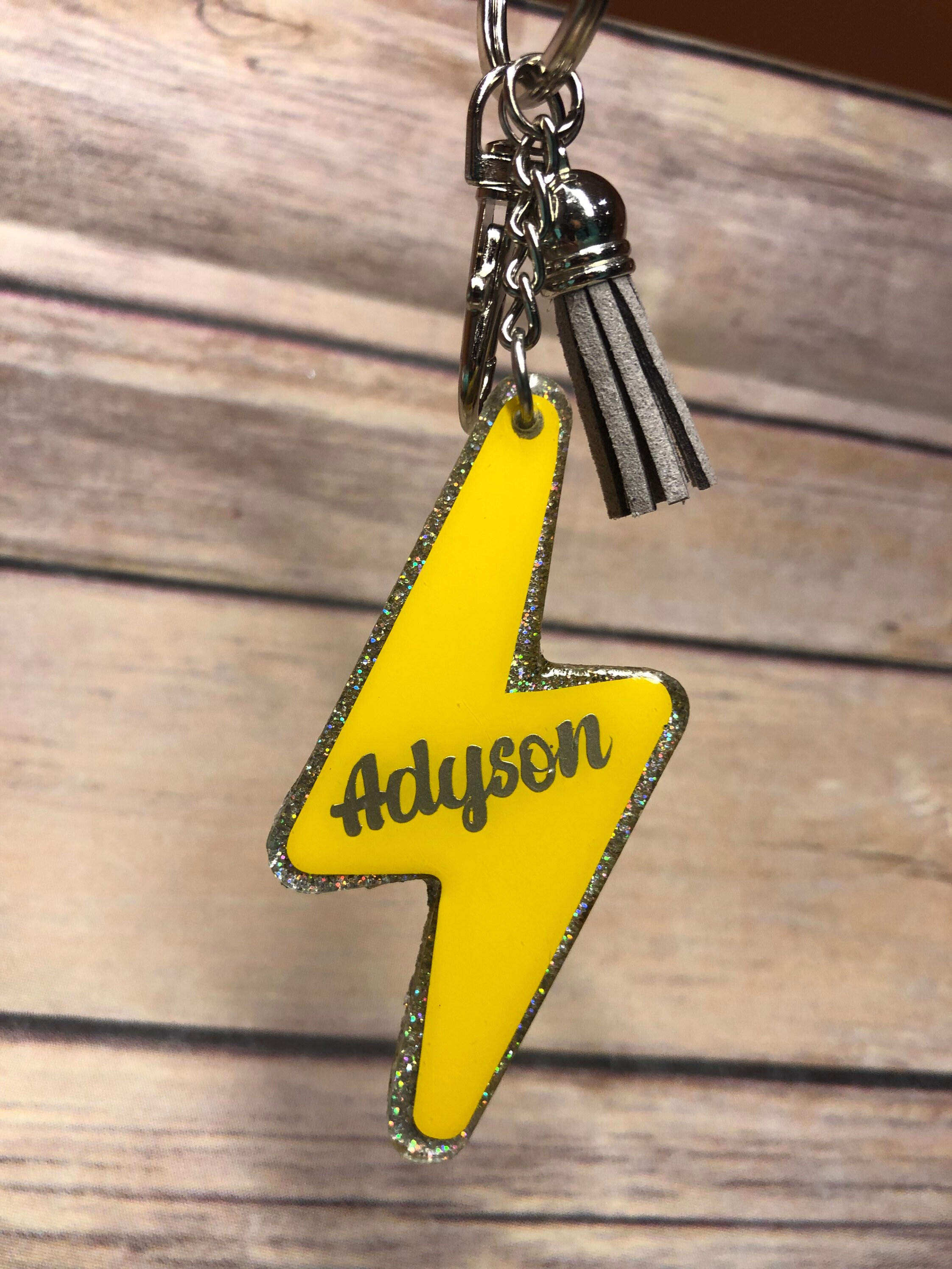 Customized Lightning Bolt Keychain Etsy