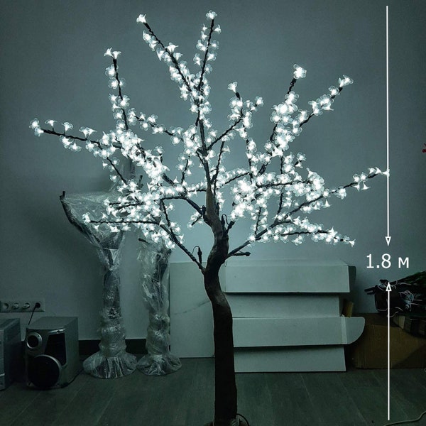 1,8 m Outdoor-LED-Simulations-Kirschblütenbaum mit künstlichem natürlichem Stamm 540 Stück LEDs Warmweiß Sakura