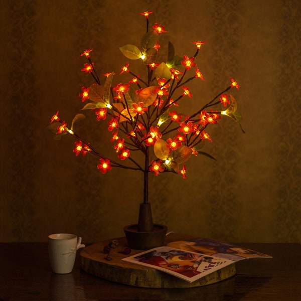 LED arbre fleur de cerisier SakuraTable lampe fleur rouge lampe veilleuse lumière d'ambiance lampe de chevet lumières décoratives