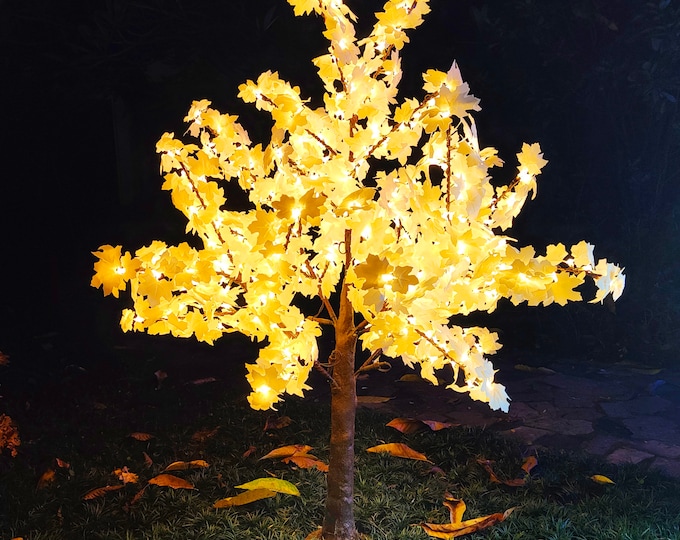 5FT Tall Warm White AC Adaptor Lighted Tree Waterproof Ginkgo LED
