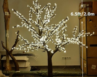 LED Cherry Blossom Tree with Artificial Natural Trunk 6.5ft/2.0m Outdoor 1188pcs LEDs Warm white Sakura