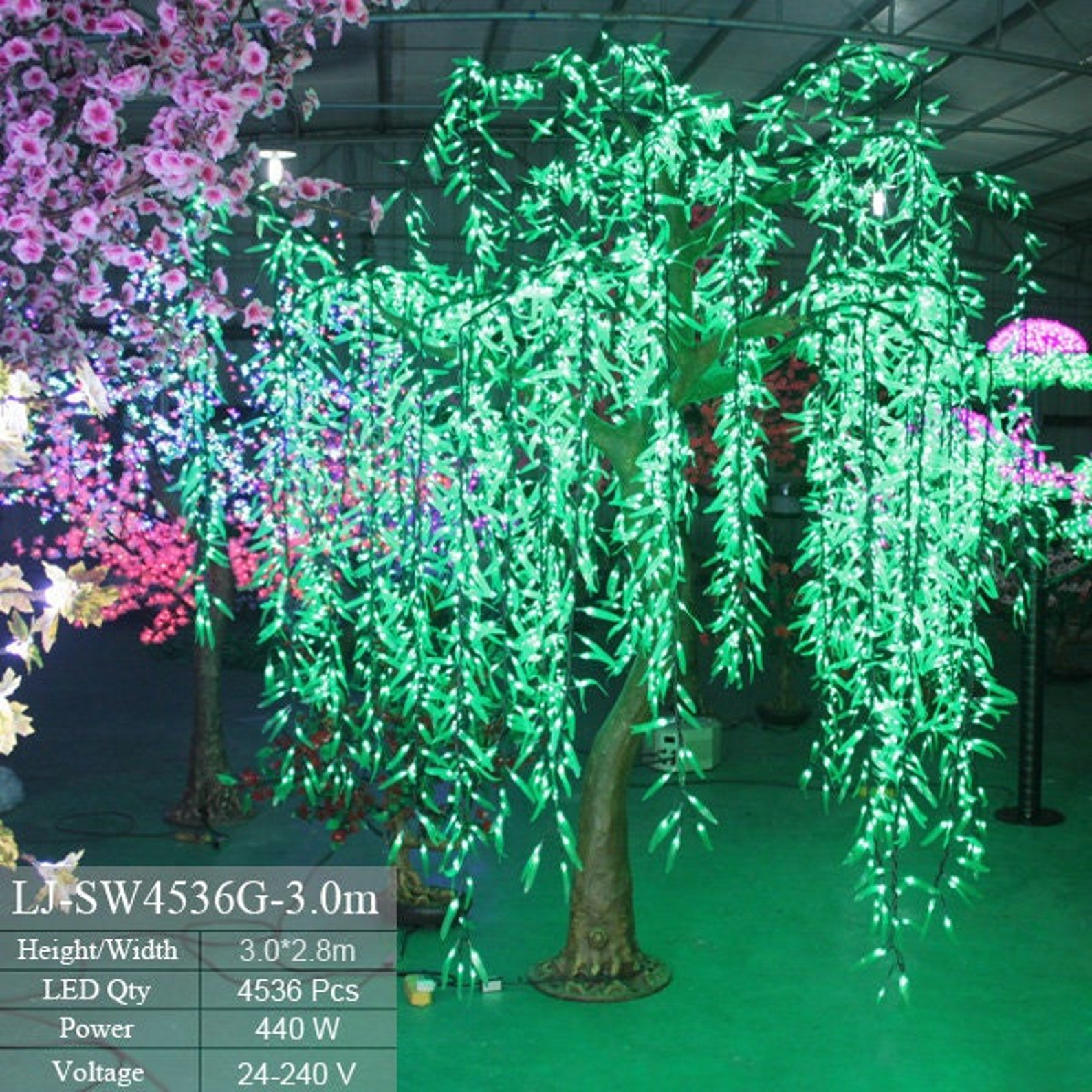 LED Artificial Weeping Willow Tree Light Rainproof Lighting Etsy
