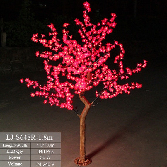 Outdoor LED Red Cherry Blossom Tree With Artificial Natural Trunk 540pcs  Leds 6.0ft/1.8m 