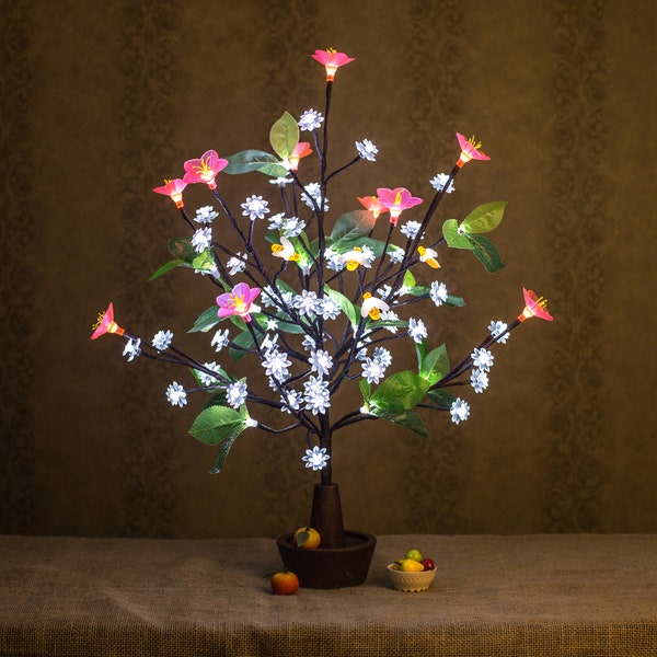 Tree Light Lamp , Lighting Tree Flower lamp Christmas Tree Cherry blossom Pink+ White Flowers