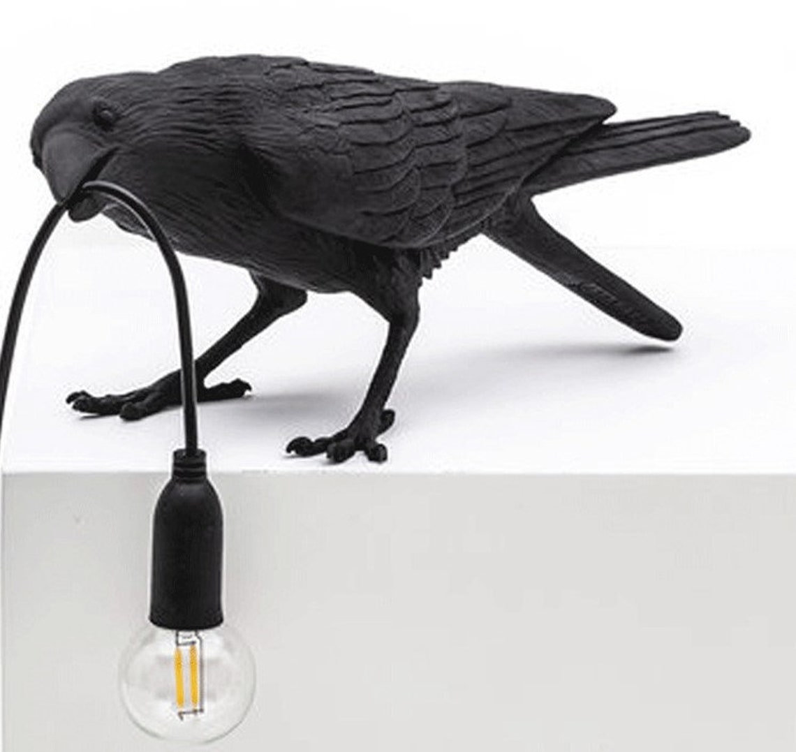 Black Raven Goth Bird Table Lamp Grunge the Crow Lamp Crow Etsy