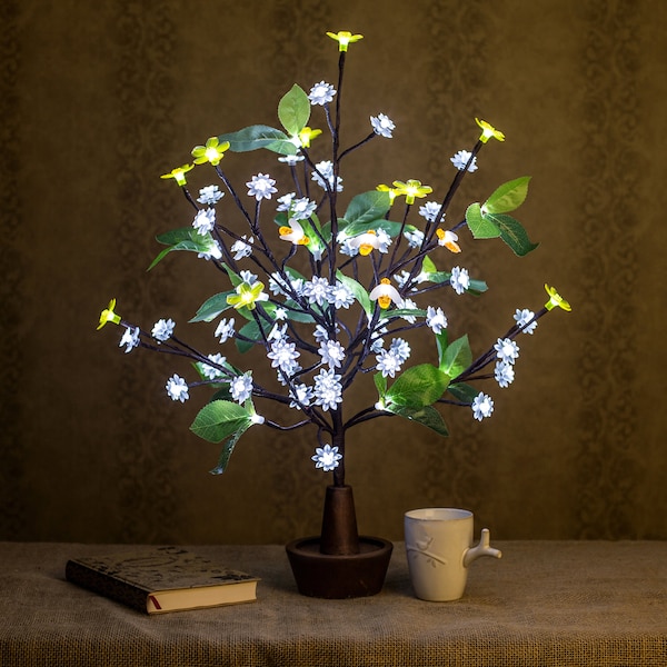 Tree Light Lamp , Lighting Tree Cherry Blossom Night light Fairy lights Christmas tree Yellow Flowers