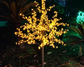 Yellow LED Cherry Blossom Tree with LEDs for Indoor and Outdoor Use 7ft/2.0m 972 LEDs! Red Blue Green Pink Purple White/Warm White Yellow