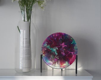 Rainbow Colorful Sculptures Resin Alcohol Ink with Stand | Sculpture |