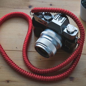 Paracord Rope Camera Neck Strap Keyring Red