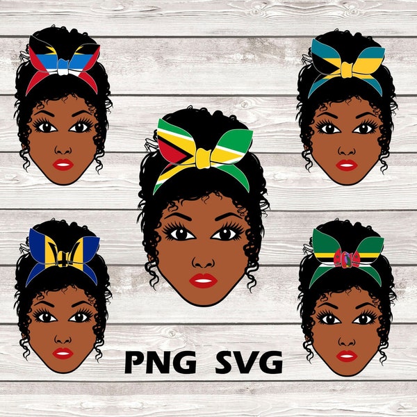 Caribbean Women, Afro Women SVG- Jamaica, Barbados, St. Lucia, Guyana, Bahamas, Dominican Republic, Haiti, SVG, Instant Download.