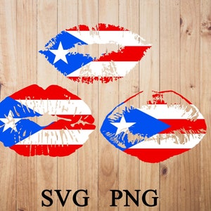 3 Puerto Rico Vlag Lippen SVG Clipart-Puerto Ricaanse, Tropische, stranden, DIY Projecten, Masker Ontwerpen, Cricut, Silhouet, Instant Download.