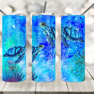 20 oz Skinny Tumbler Design, Schildkröte, Inselleben, Sublimation, Karibik, Strand, Meer, Ozean, Vorlage für Sublimation, Digitaler Download.