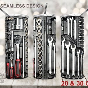 20 Unzen Skinny Becher Sublimation Design, Werkzeugkasten, Mechaniker, Becher Wrap, Sublimationsvorlage, Vatertag, konisch, 30 Unzen Becher.