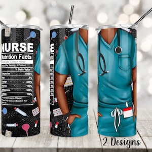 20 Unzen Skinny Tumbler Sublimationsdesign, afroamerikanische männliche Krankenschwester, Krankenschwester Leben, Becher für Männer, Krankenschwester Ernährungswerte, PNG digitale Datei.