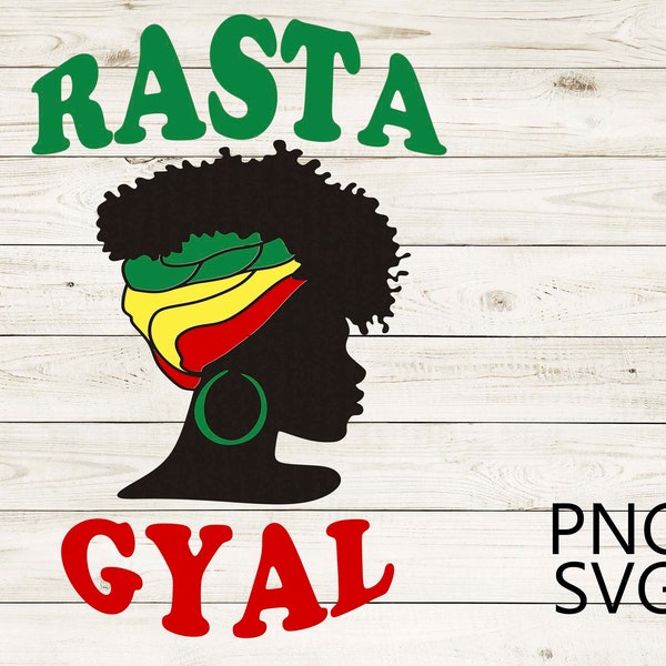 Rasta Gyal SVG PNG Clipart-DXF, Irie, Rastafari Movement, Jamaica, Zion, Reggae, Black Women, Girl, Turban, African, Instant Download.