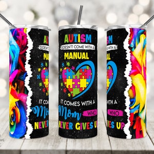 Autisme Rainbow Roses Tumbler Wrap, 20 oz Skinny Sublimation Design, Autism Mom PNG, Be Kind, Different is Beautiful, Autism Awareness PNG.