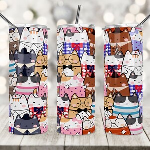 Conception de sublimation maigre de 20 oz, chat mignon, animaux de compagnie, gobelet de chat, maman de chat, enveloppe de gobelet, modèle de sublimation, PNG droit/conique, numérique