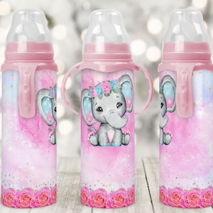 8 オンスのベビーボトルのデザイン、女の子の赤ちゃん、ピンクのミルクボトルのラップ、ベビーボトルのラップ、ベビーシャワー、子供用ボトル、ミルクボトル、昇華テンプレート。