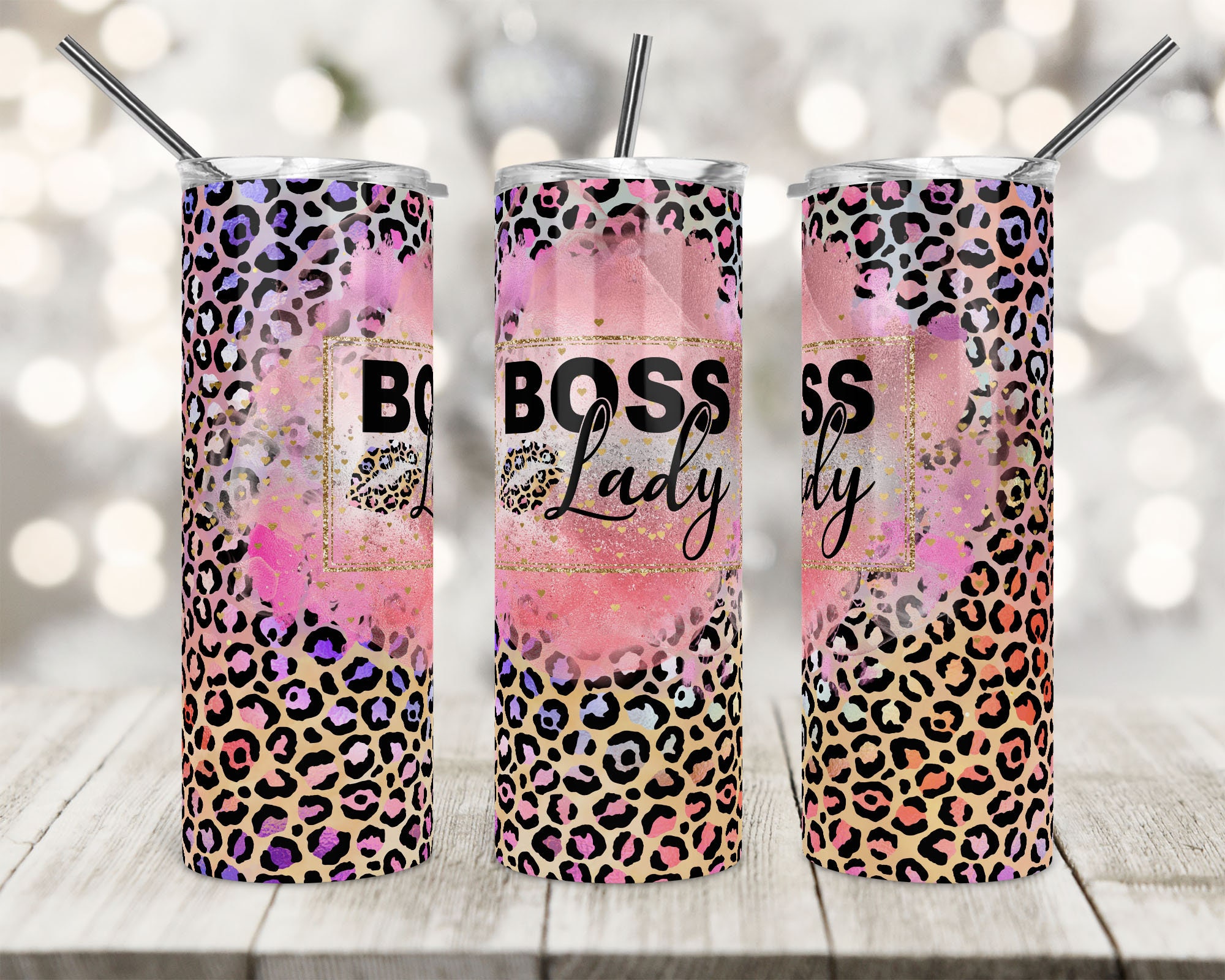 Boss Babe leopard rose gold metallic Starbucks cup reusable cup – 417  Designs LLC