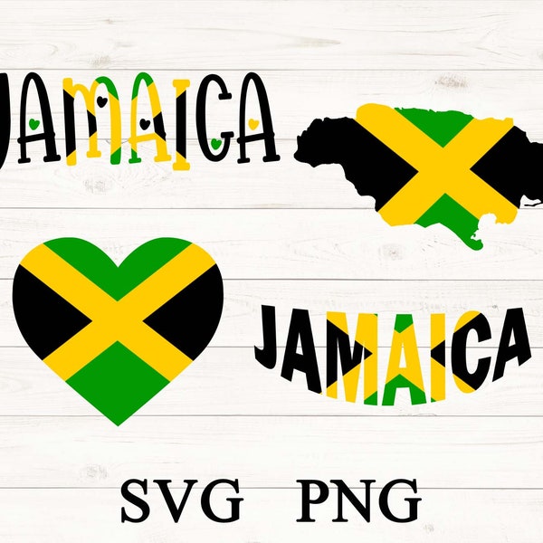 Jamaica Heart and Map in Jamaican Colors Clipart-Jamrock, Caribbean, Family Vacation, Tropical, Reggae, Cricut, SVG, Instant Download.