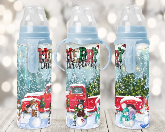 8 Oz Baby Bottle Design, Christmas Red Truck, Feliz Navidad, Milk Bottle  Wrap, Baby Bottle Wrap, Baby Shower, Kids Bottle, Milk Bottle, PNG  (Download Now) 