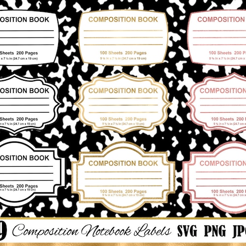 Composition Notebook Label SVG PNG Instant Digital Download - Etsy