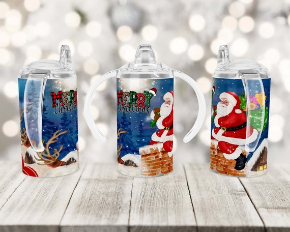 Straight 12 Oz Sippy Cup Sublimation, Merry Christmas, Santa Claus, Kids Cup,  Baby Shower, Sippy Cup Wrap, Sublimation Design, PNG. 