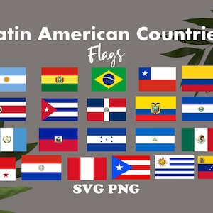 21 Bandeiras de países da América Latina Clipart-América do Sul, América Central, Brasil, Argentina, Colômbia, Haiti, Panamá, Download instantâneo.