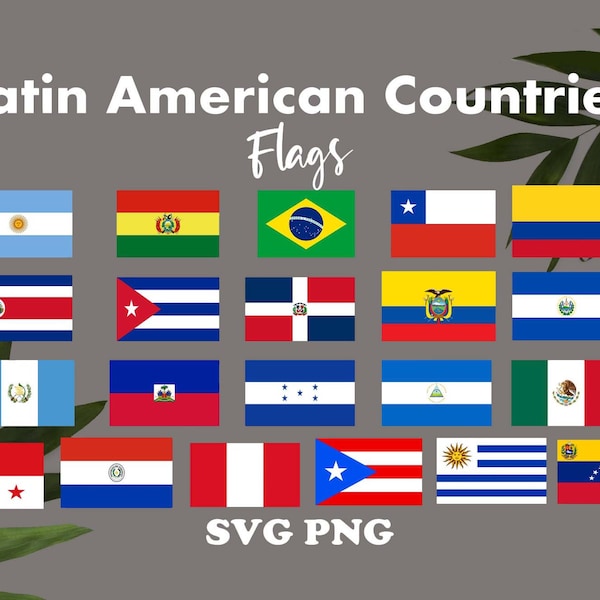 21 Latin American Countries Flags Clipart-South America, Central America, Brazil, Argentina, Colombia, Haiti, Panama, Instant Download.