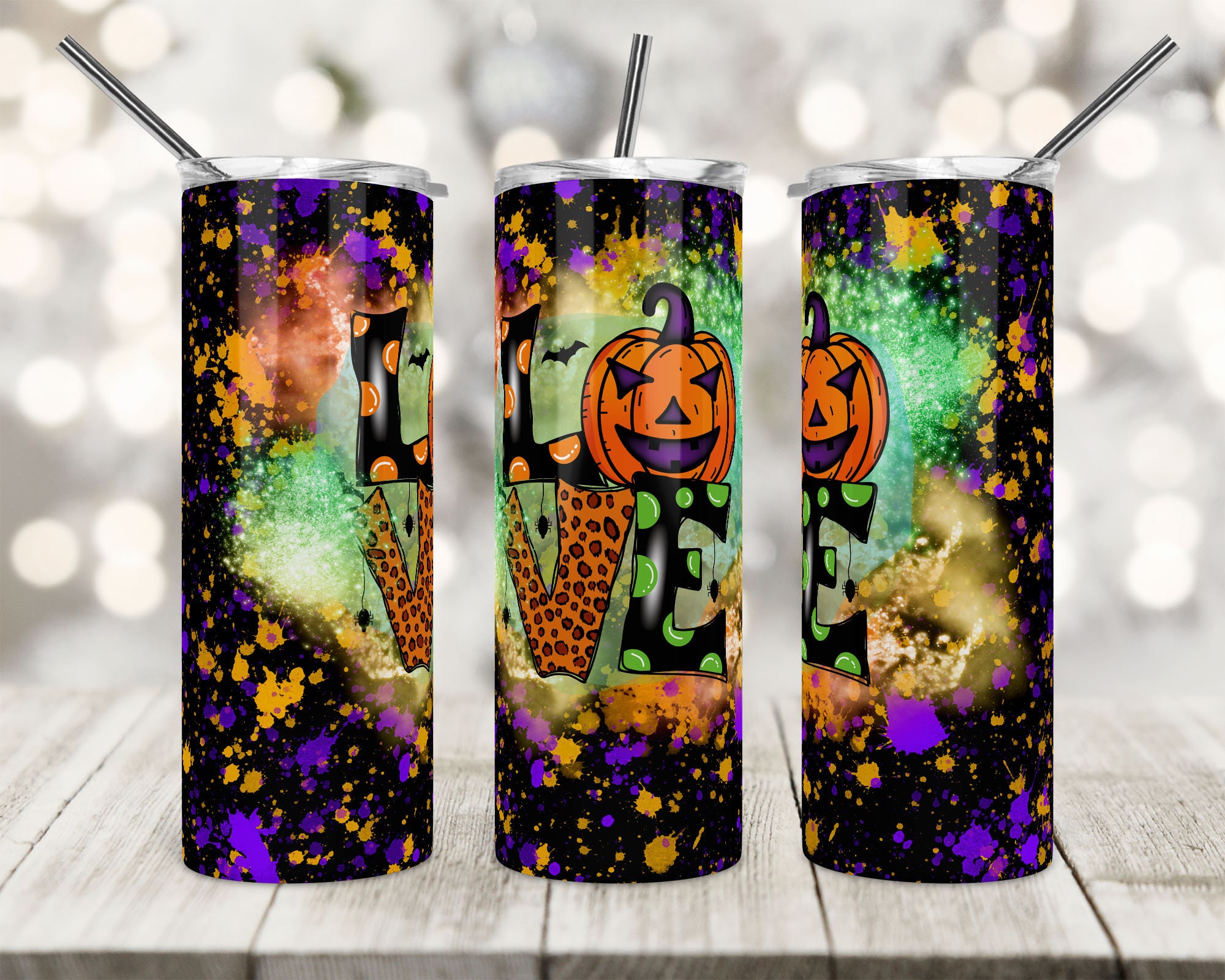20 oz Skinny Tumbler Design Halloween Tumbler Glitzer Etsy